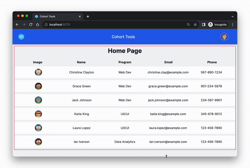 navbar links