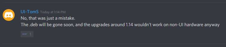 The .deb will be gone soon, and the upgrades around 1.14 wouldn't work on non-UI hardware anyway