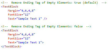 Remove Ending Tag of Empty Elements Example