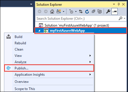 Publish from Solution Explorer