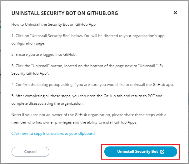 Uninstalling Security Bot