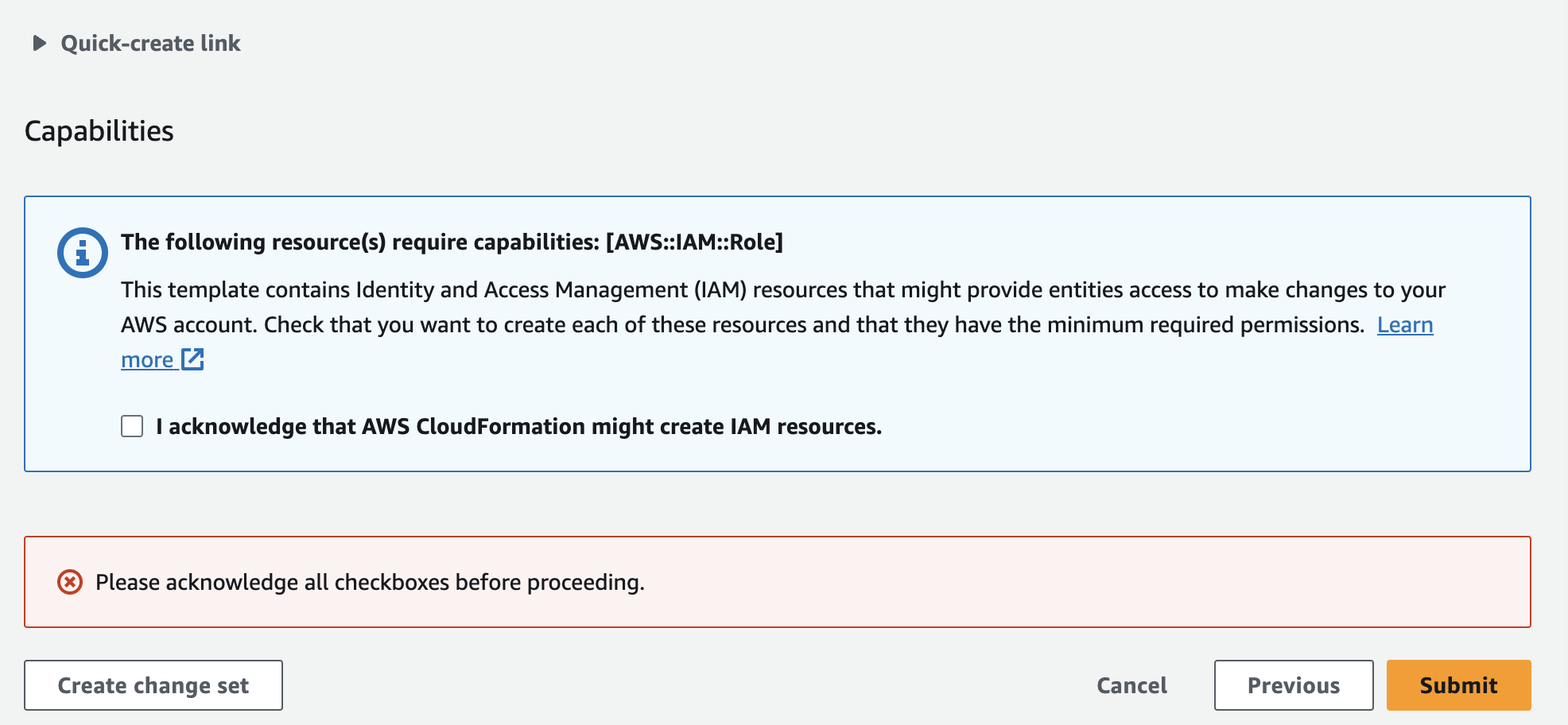 Acknowledge resource creation