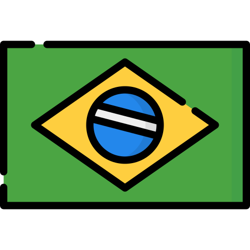 The Brazilian flag is bright green with a yellow diamond in the center filled with a blue globe.