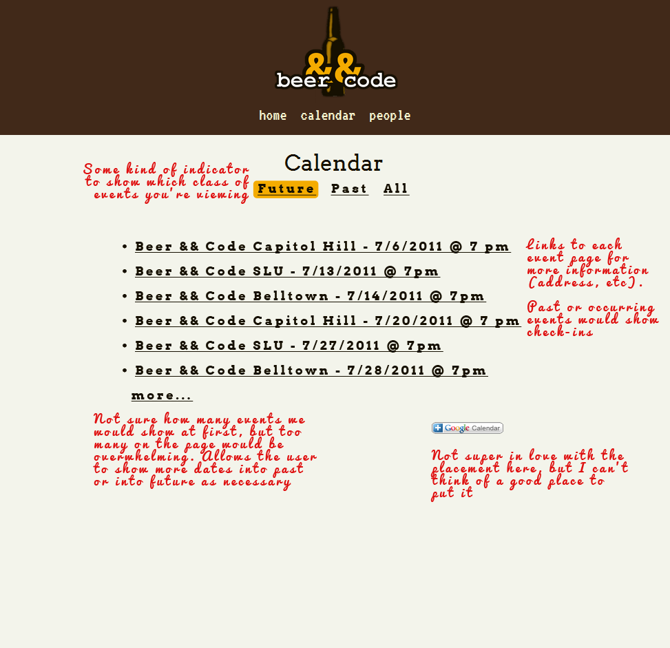 Events/Calendar Page Mockup