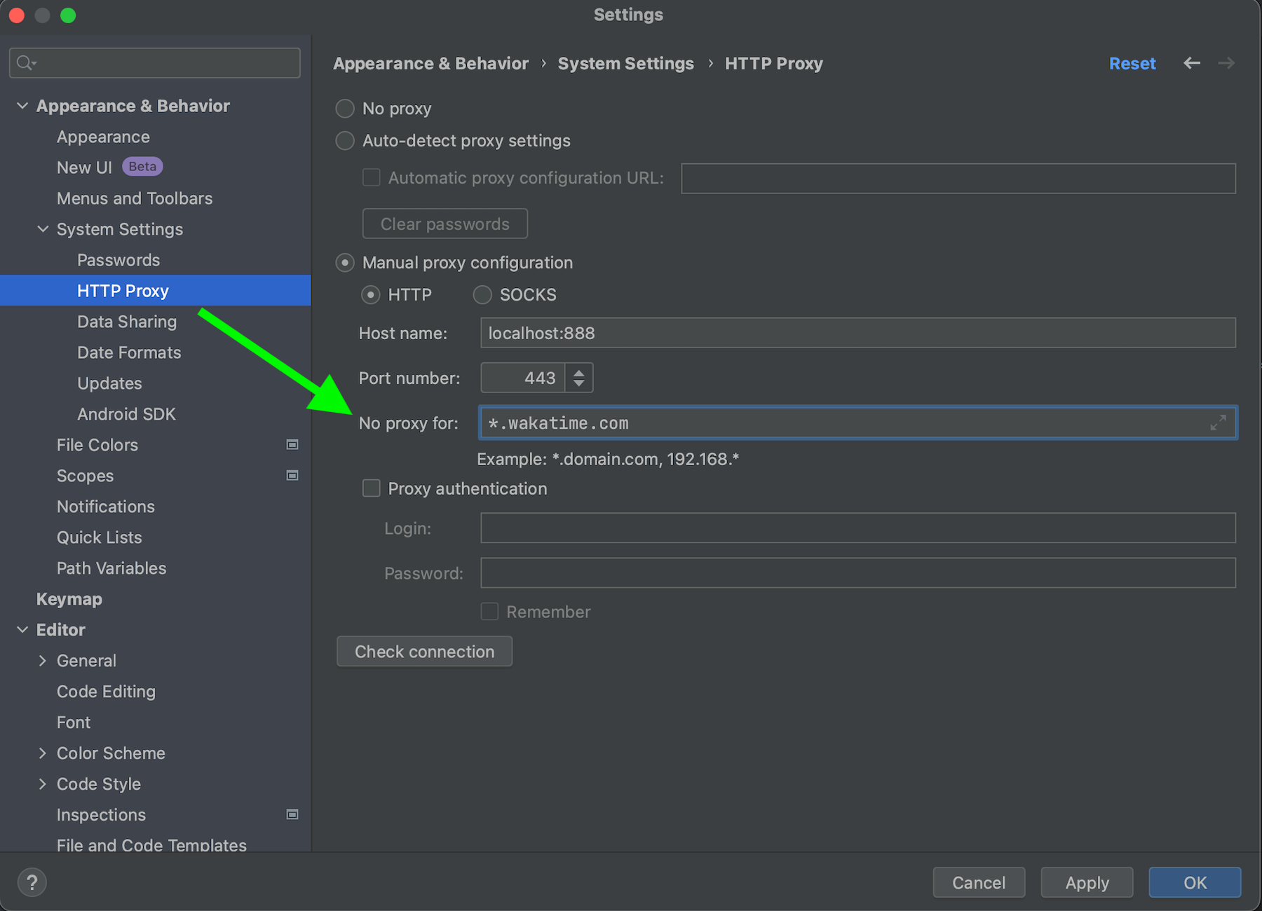 jetbrains proxy settings