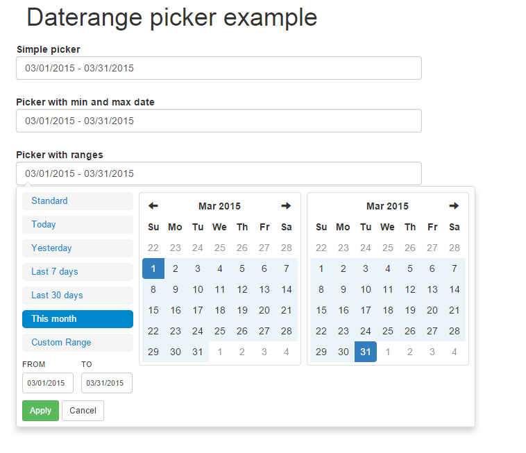 Date Range Picker screenshot