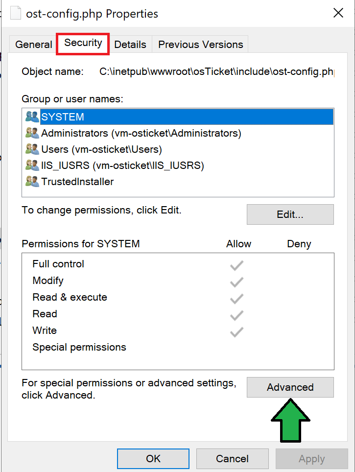 change permissions