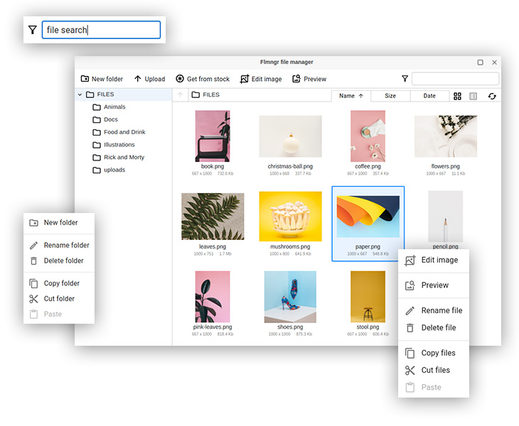 Flmngr file manager screenshot