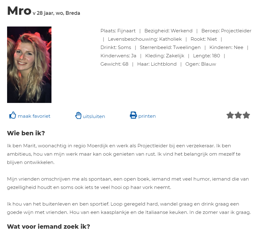 e-matching user profile