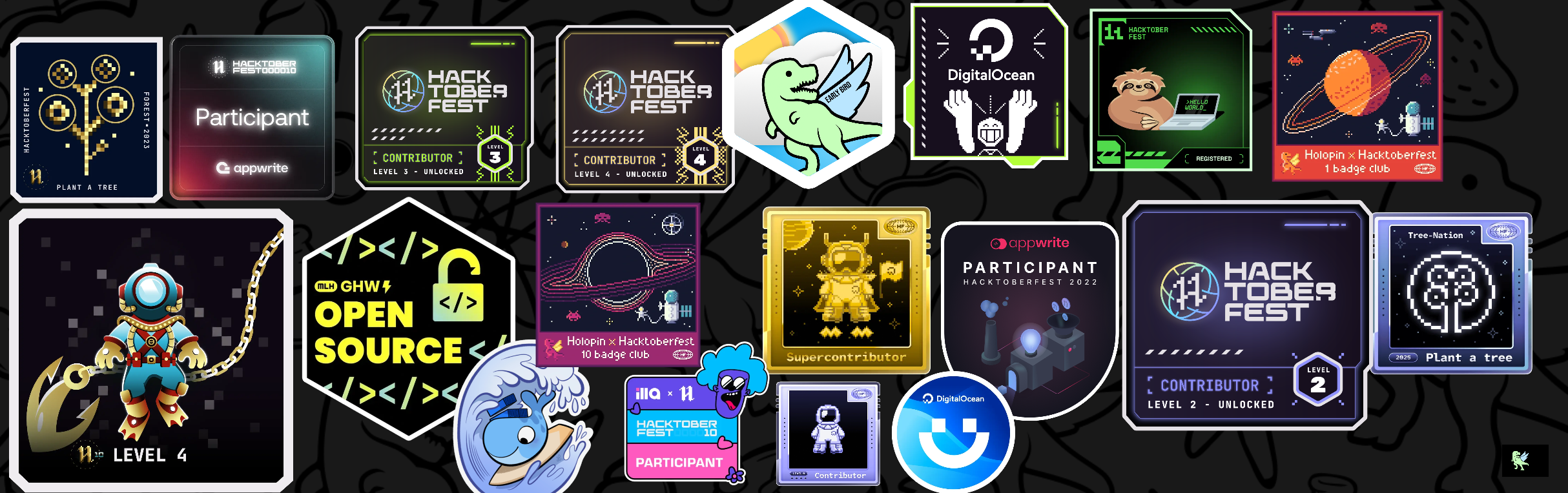 An image of @gelvezz23's Holopin badges, which is a link to view their full Holopin profile