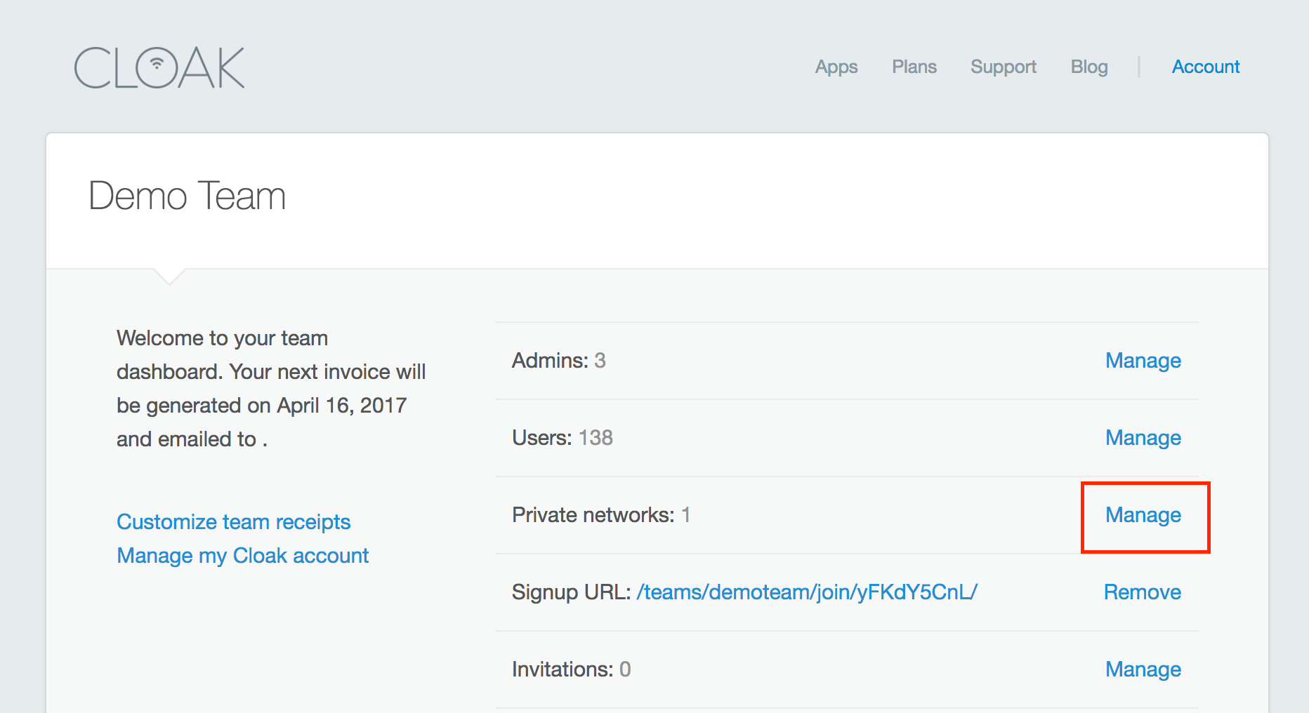 Cloak - Manage Private Networks
