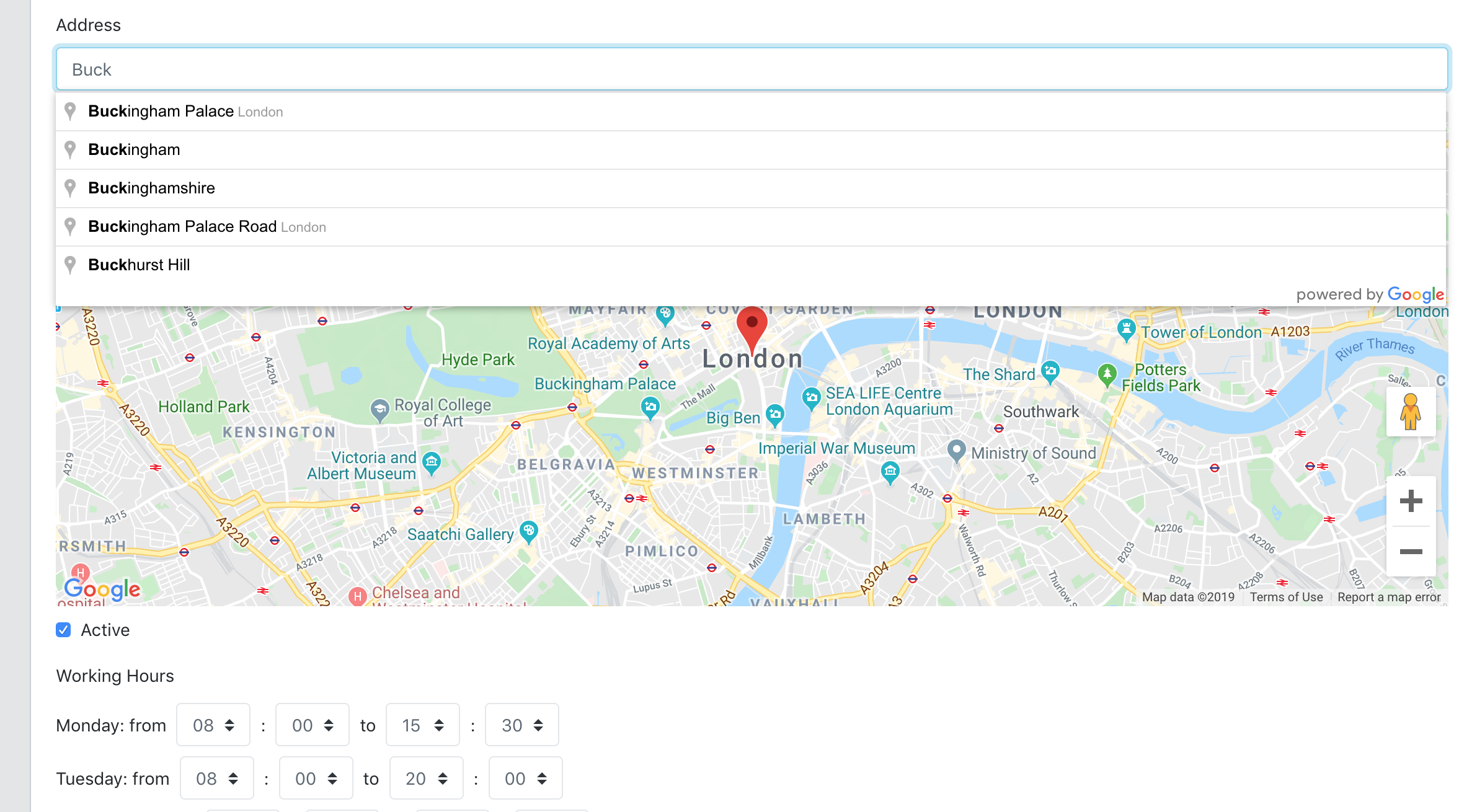 Laravel Shops Google Maps Autocomplete Address