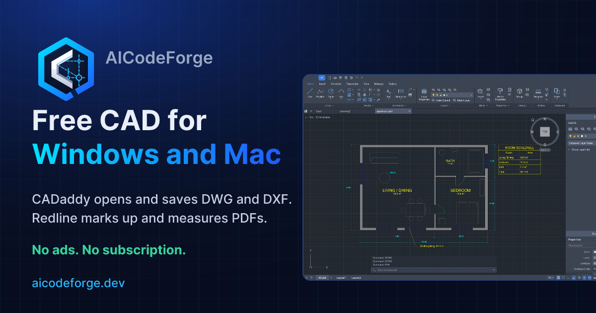 AICodeForge: free CAD for Windows and Mac