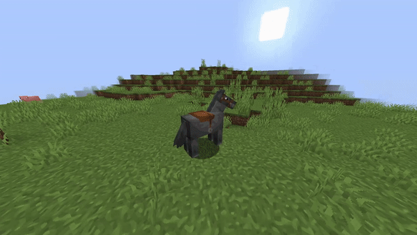 horse standing in place with a saddle on, extremely sped up