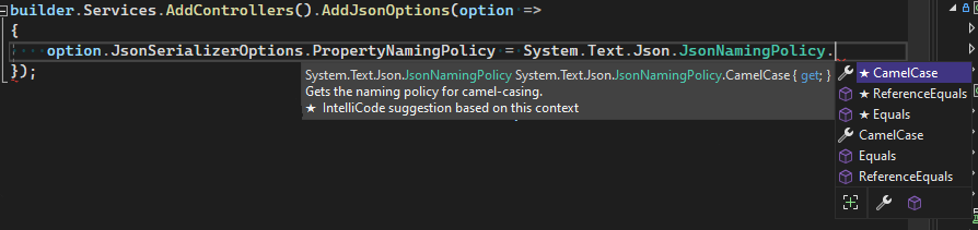 Image of part of API's C# code