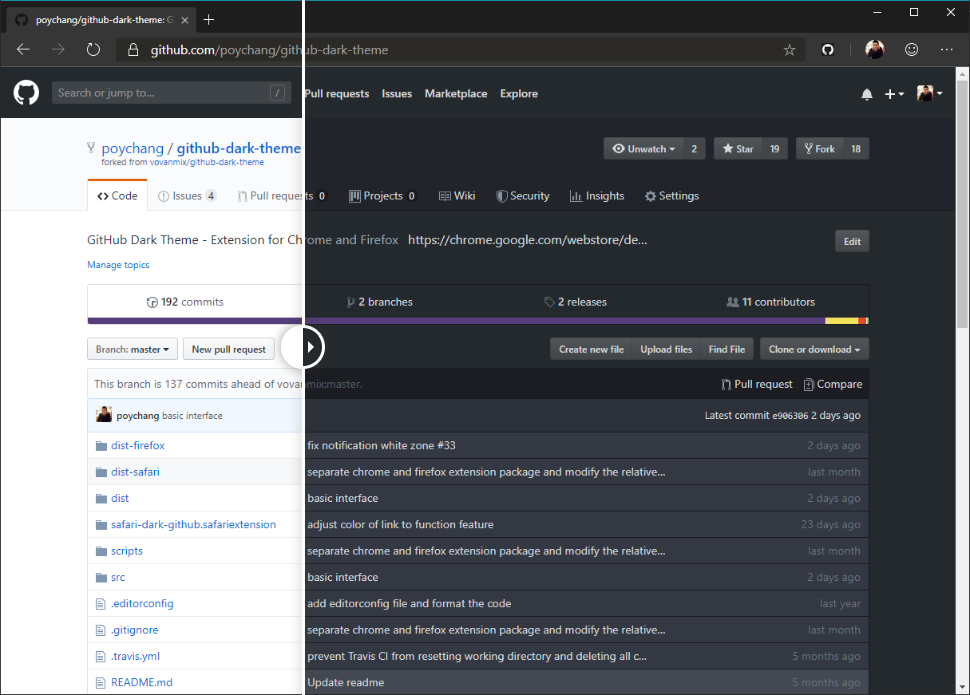 GitHub Dark Theme effect