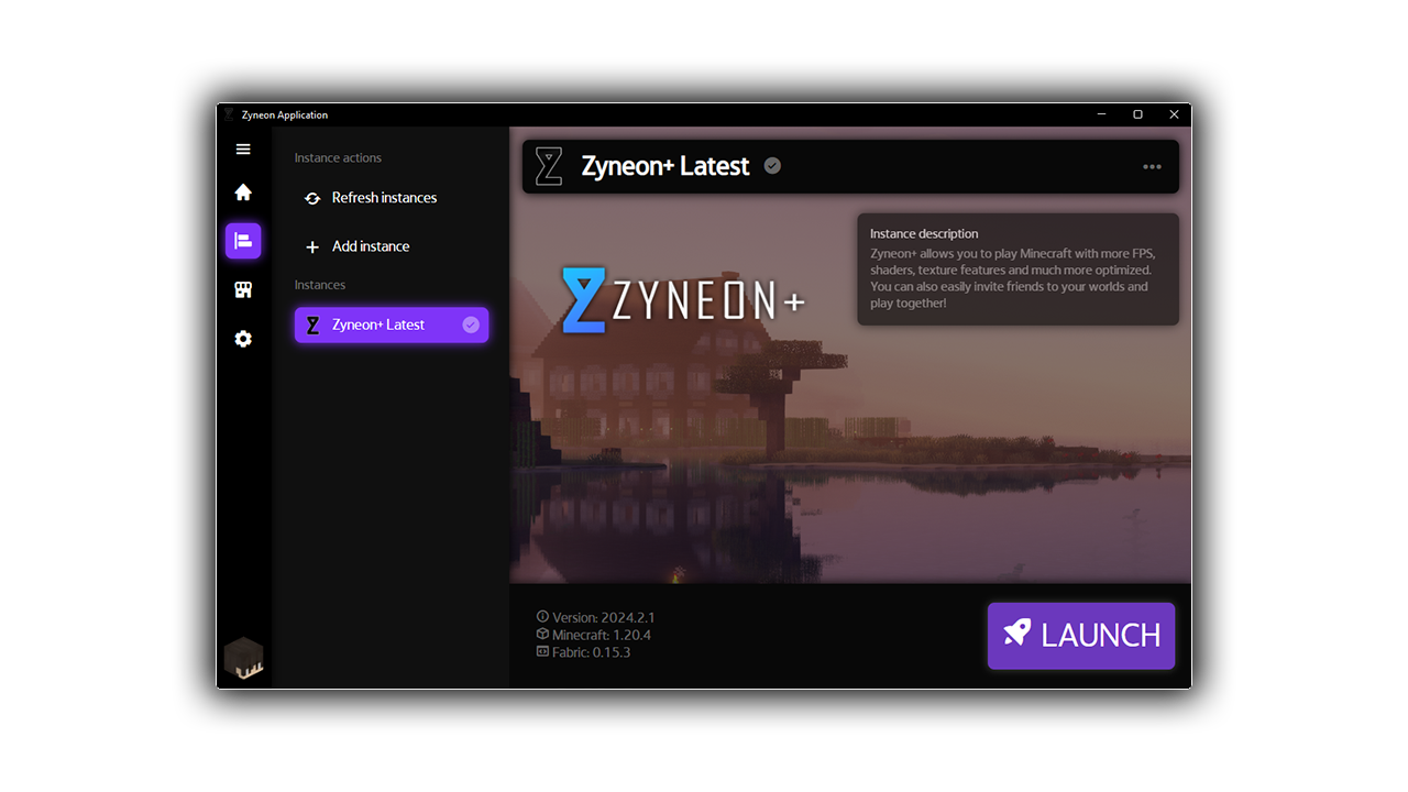 Zyneon application instance view