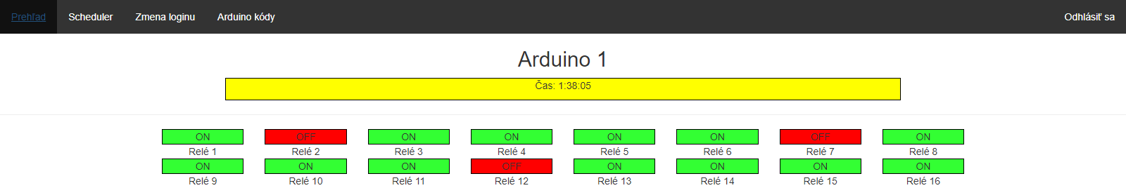 Týždenné relé cez Arduino - webaplikácia