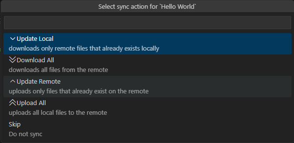 Sync Options