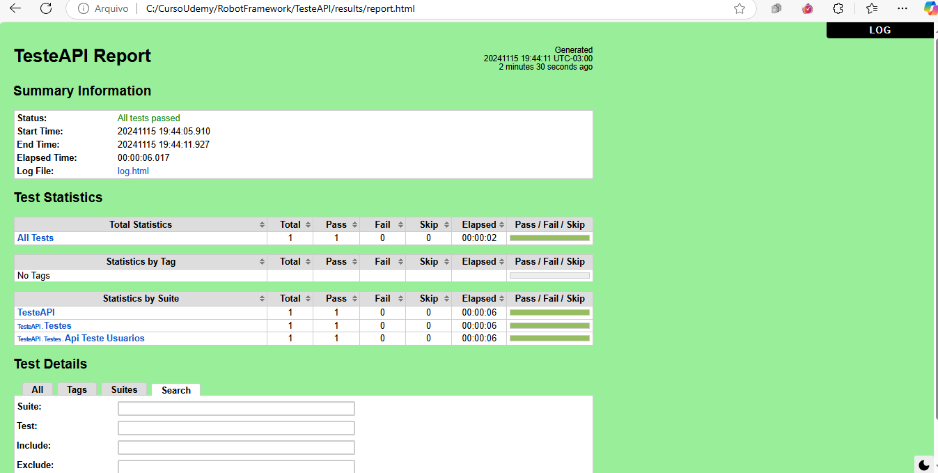 Report resultado