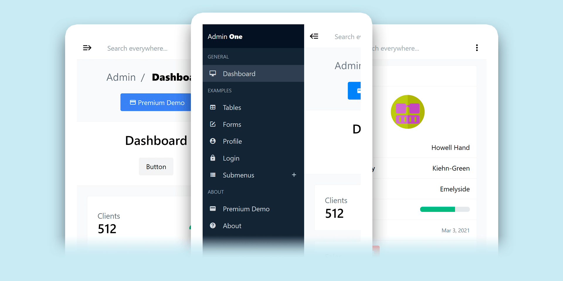 Free Vue 3 Tailwind CSS admin dashboard