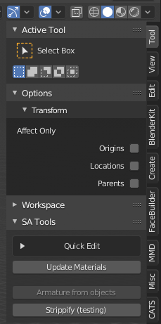 SA Tools Panel through Tools Sidebar