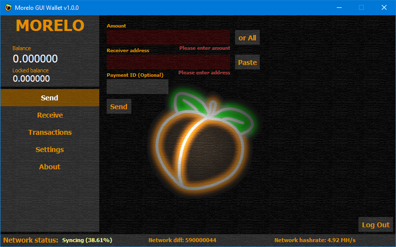 Morelo Network GUI Wallet Screenshot