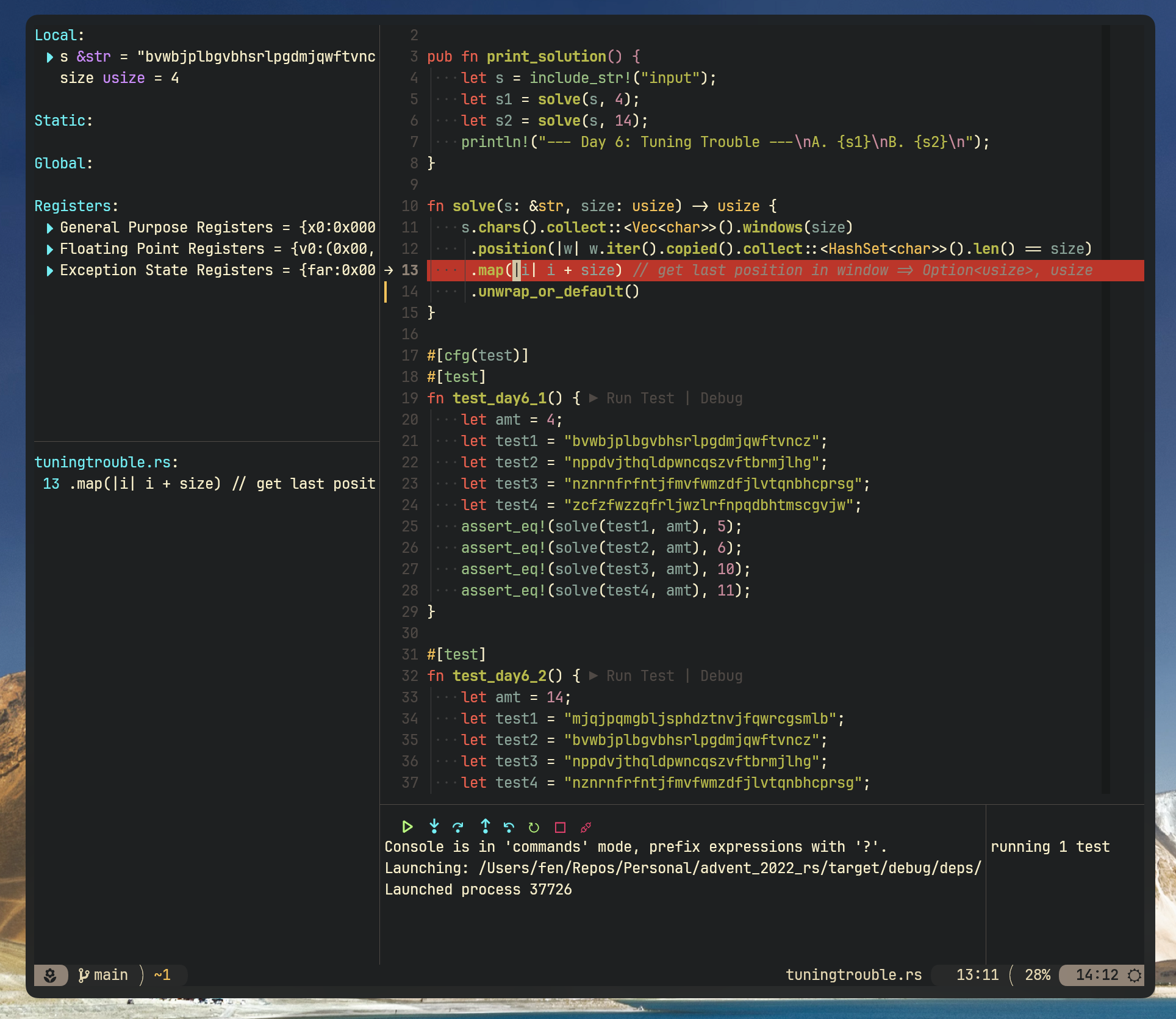 Debugging in Neovim, Rust example