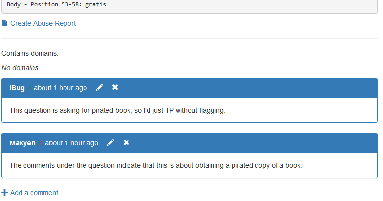 Two comments discussing conflicting feedback on a post