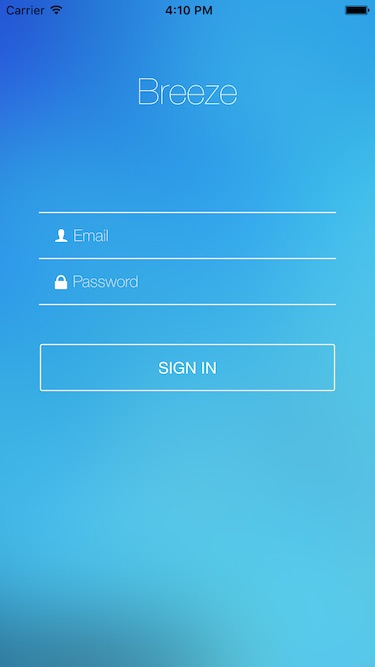 Breeze on iPhone login