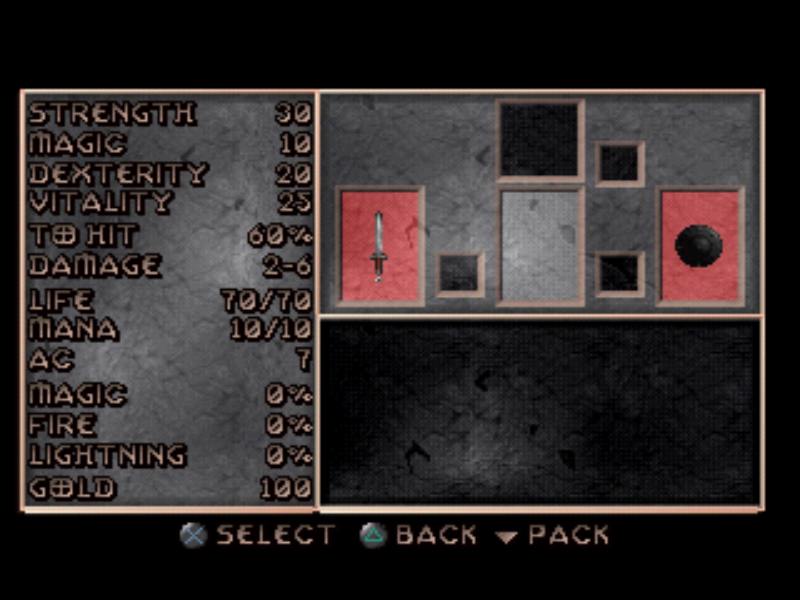 PSX Diablo 1 equipment UI