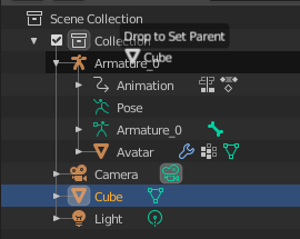 Dragging a mesh into the Armature