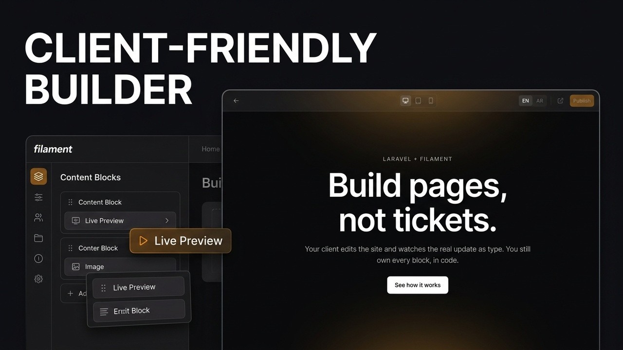 Watch the demo: Laravel + FilamentPHP, my new page builder project