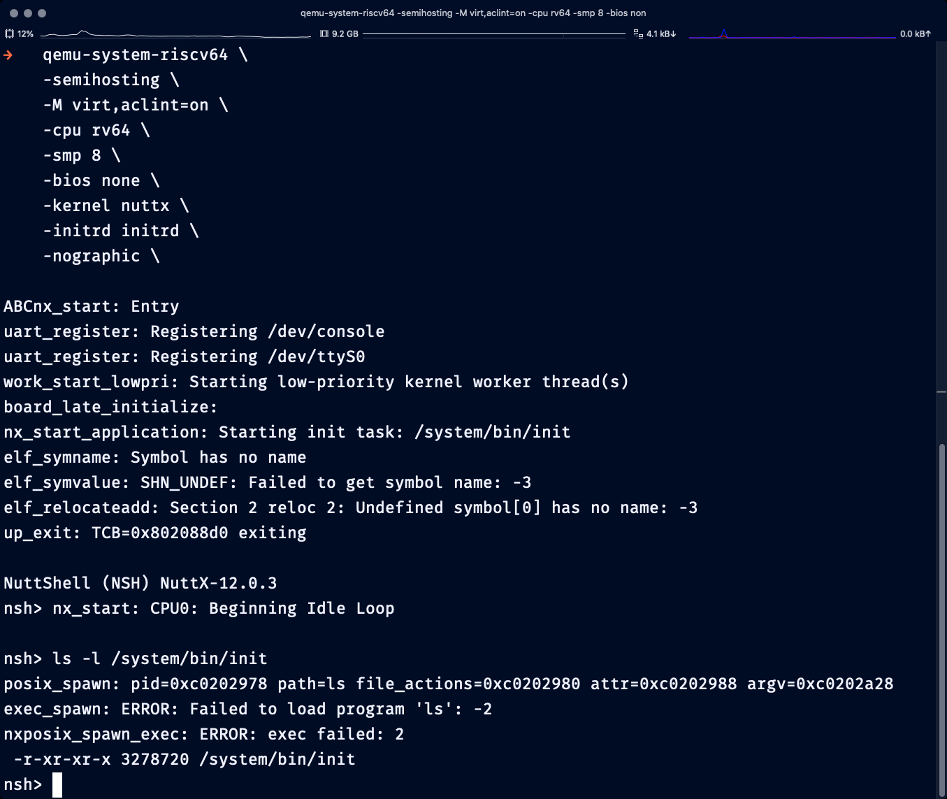 Booting NuttX QEMU with Initial RAM Disk