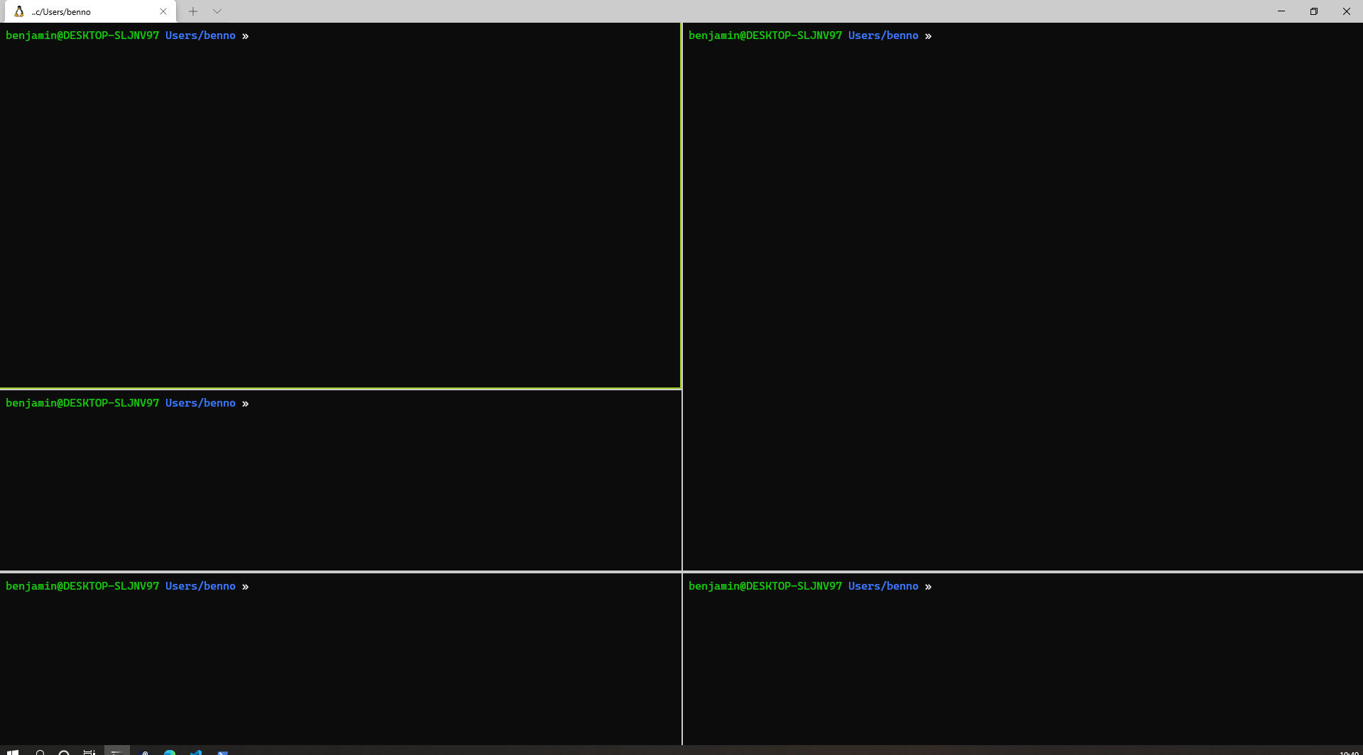 Example Windows Terminal multi-pane layout