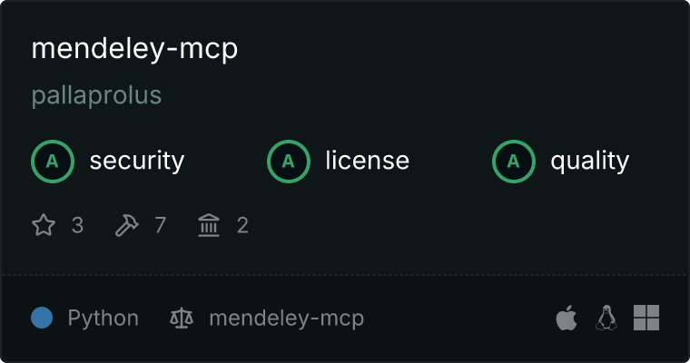 Mendeley MCP server on Glama