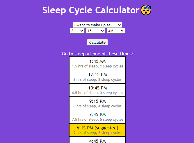 Sleep Cycle Calculator preview