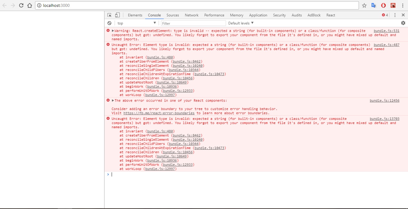 Warning: React.createElement: type is invalid -- expected a string ...
