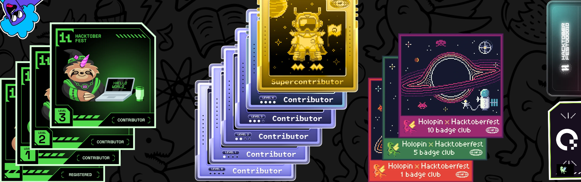 An image of @dr5hn's Holopin badges, which is a link to view their full Holopin profile