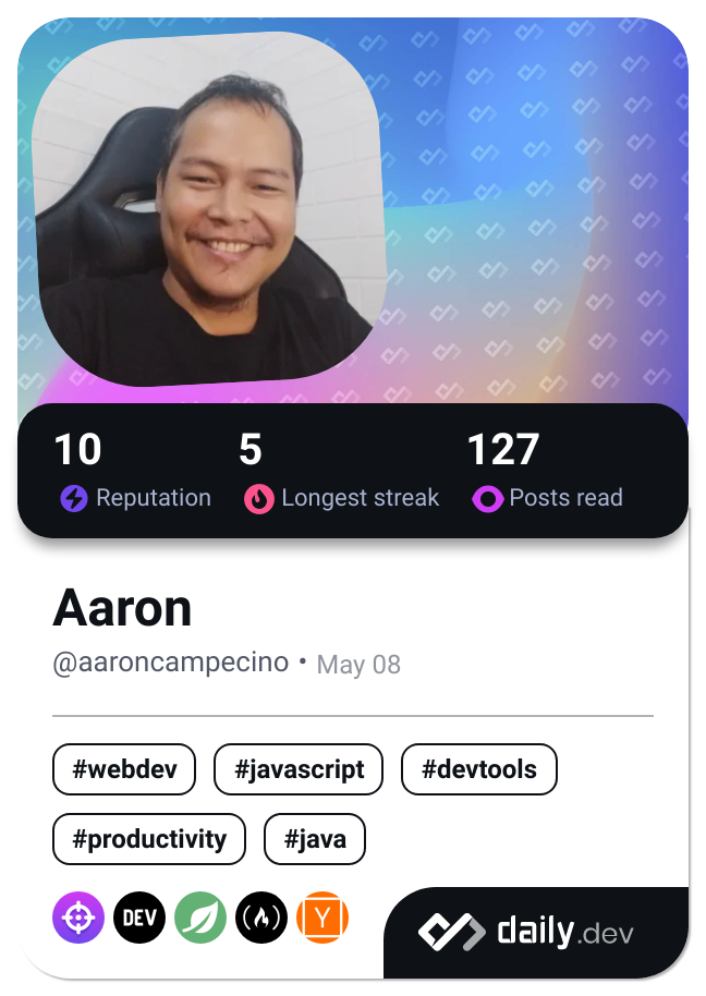 Aaron's Dev Card