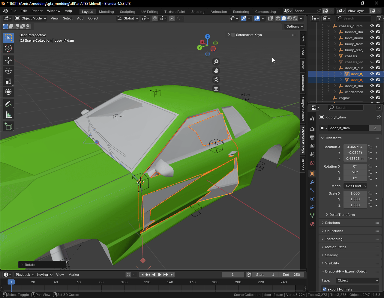 Butterfly example rotation geometry object z and x