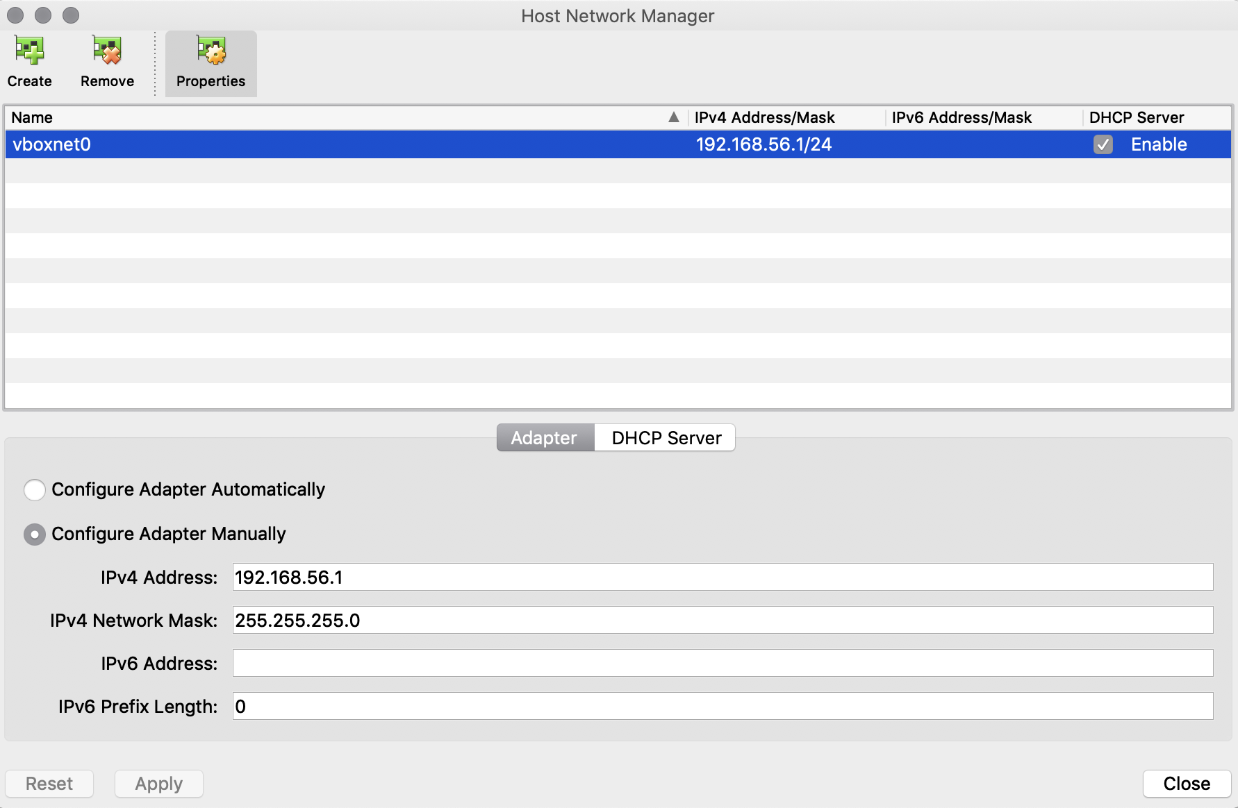 Host Network - interfaz