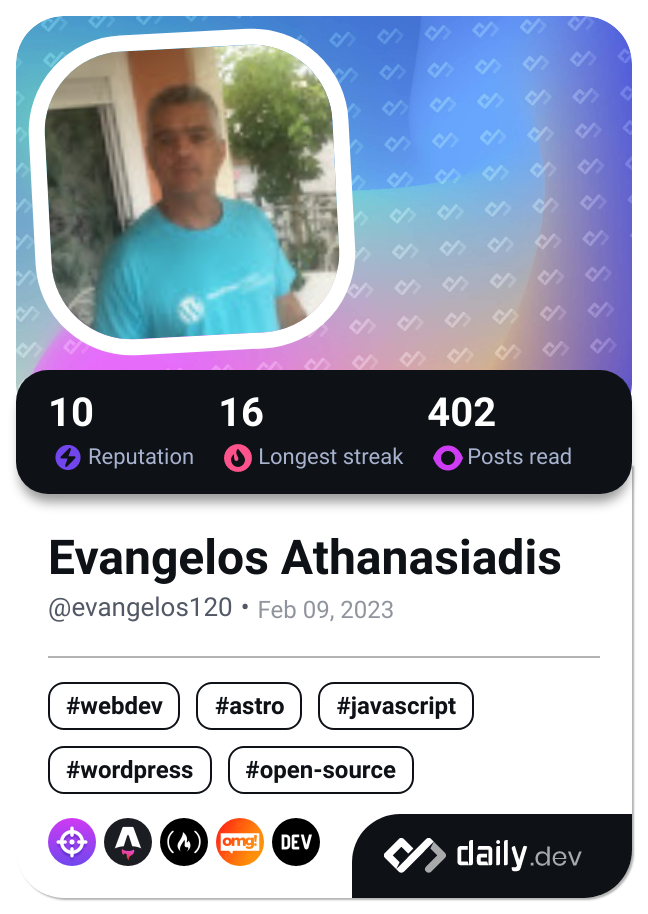 Evangelos Athanasiadis's Dev Card