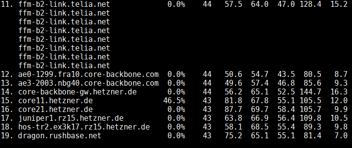 mtr output