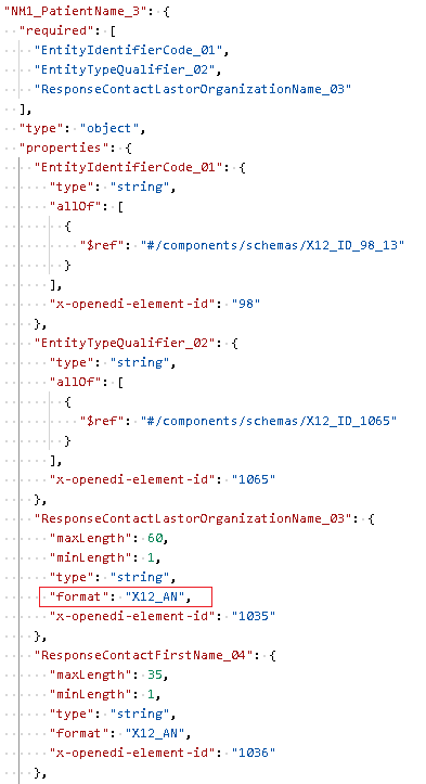 Example of EDI data element