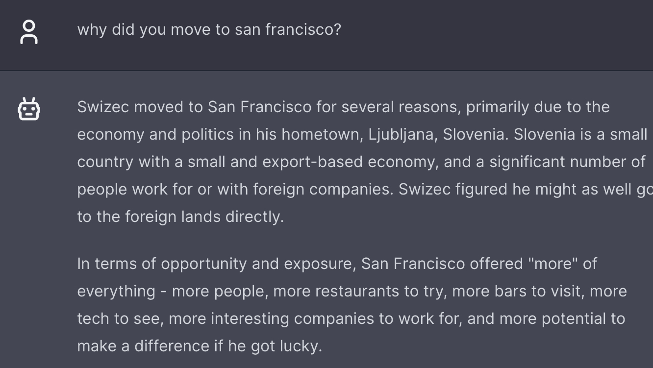 Why did you move to SF?