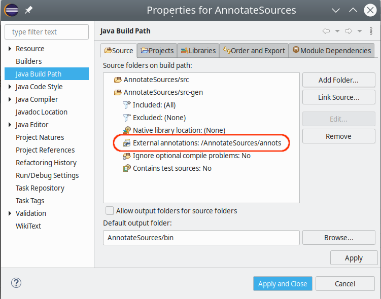 annotate sources config