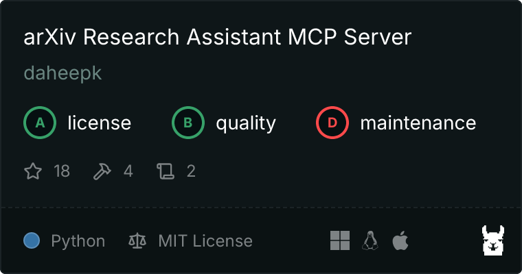 arXiv Research Assistant Server MCP server