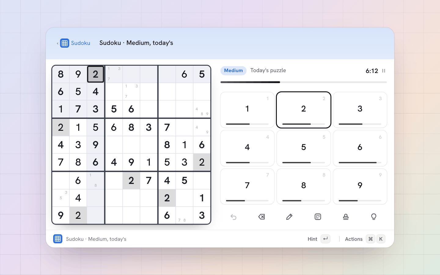 Sudoku mid-game with pencil marks
