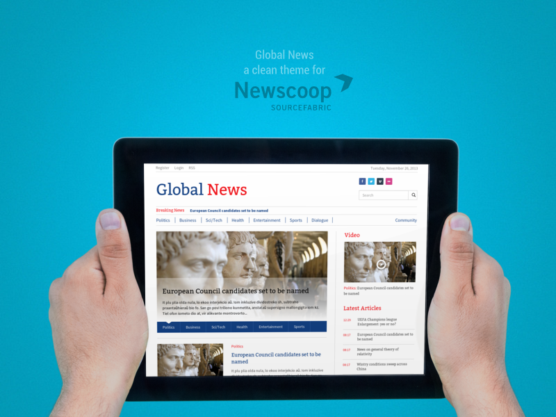 Global News Theme frontpage in different devices